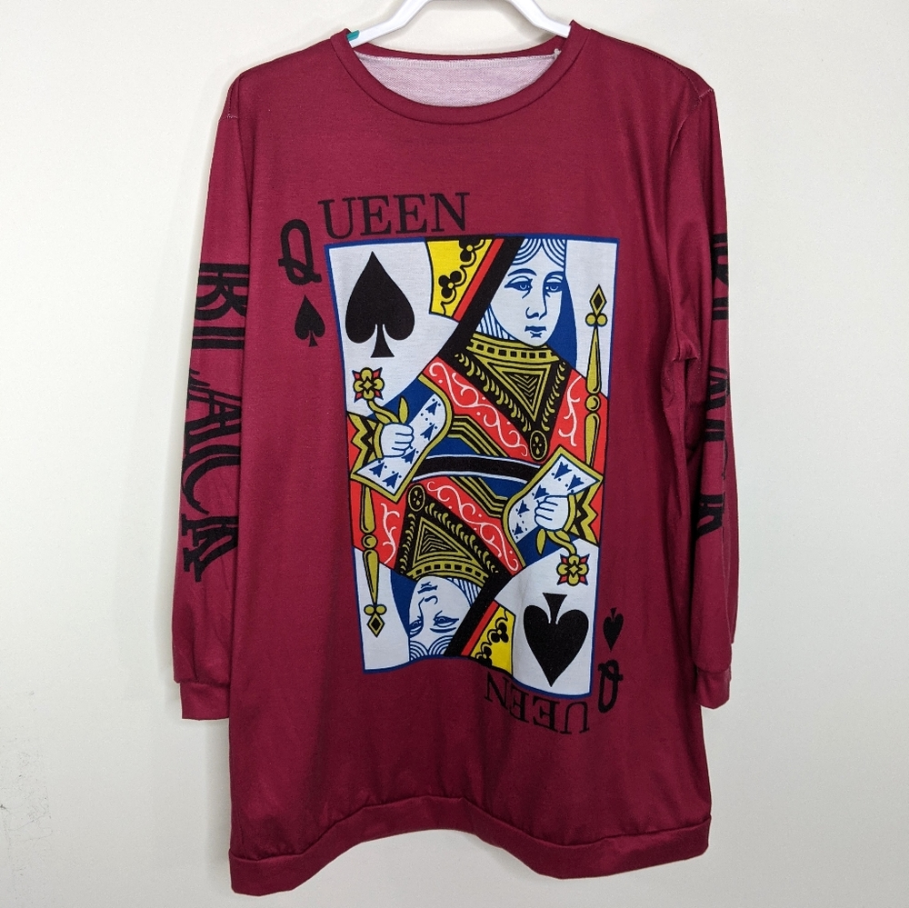 Womens XL Black Queen of Spade Novelty Sweatshirt